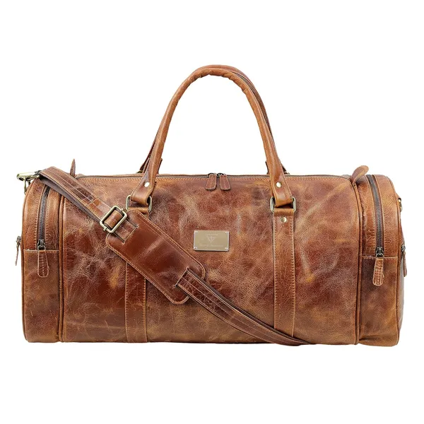 Tan_Embossed_Duffel_Bag_for_Men_|_Premium_Leather_Double_Handle_Duffel_Bag