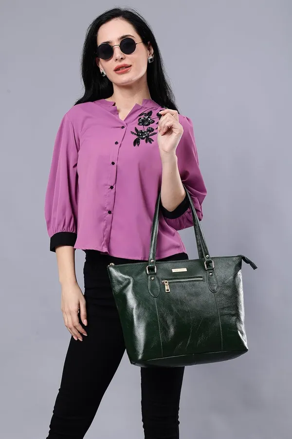 Green_Shoulder_Handbag_for_Women_|_Premium_Leather_HandBag_with_Double_Handle