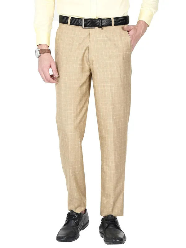 Beige_Regular_Fit_Poly_Blended_Checkered_Formal_Trousers_For_Man