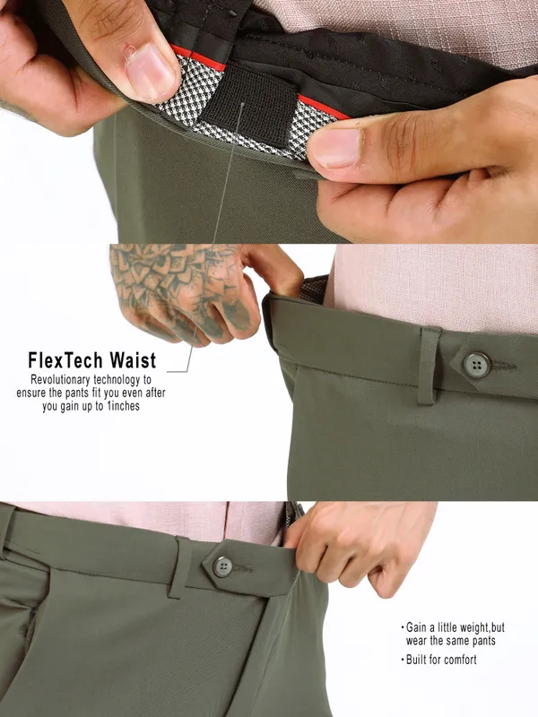 Olive_Green_Expandable_Waist_Regular_Fit_4-Way_Lycra_Stretch_Formal_Trouser