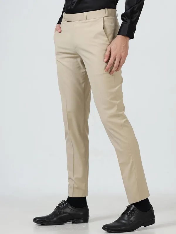 Beige_Expandable_Waist_Slim_Fit_Stretchable_Formal_Trouser