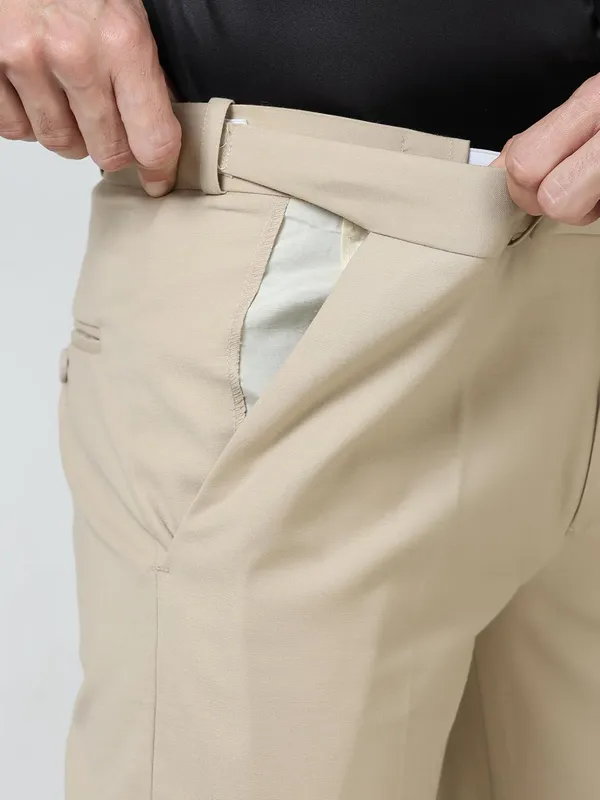 Beige_Expandable_Waist_Slim_Fit_Stretchable_Formal_Trouser