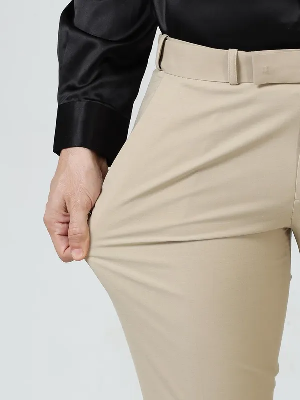 Beige_Expandable_Waist_Slim_Fit_Stretchable_Formal_Trouser