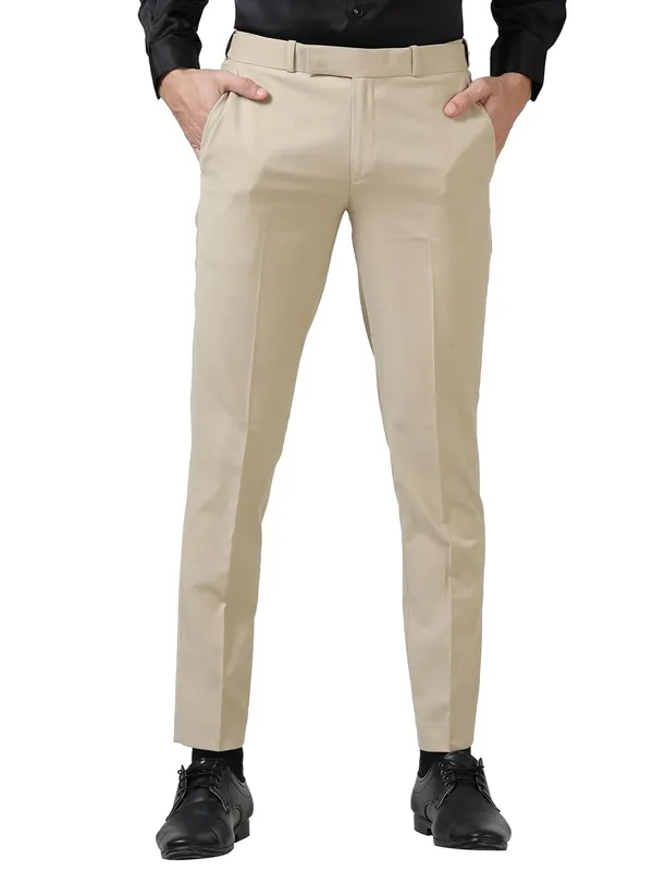 Beige_Expandable_Waist_Slim_Fit_Stretchable_Formal_Trouser