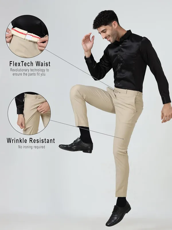Beige_Expandable_Waist_Slim_Fit_Stretchable_Formal_Trouser