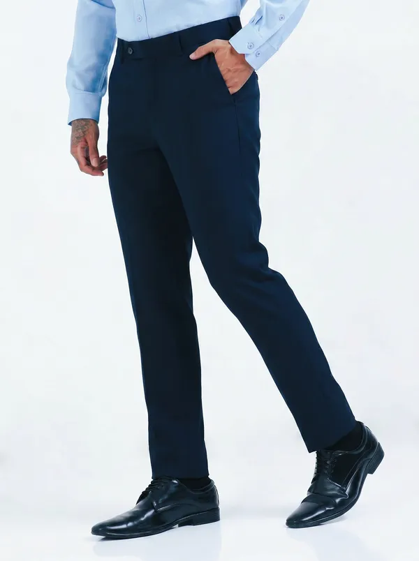 Dark_Blue_Expandable_Waist_Regular_Fit_4-Way_Lycra_Stretch_Formal_Trouser