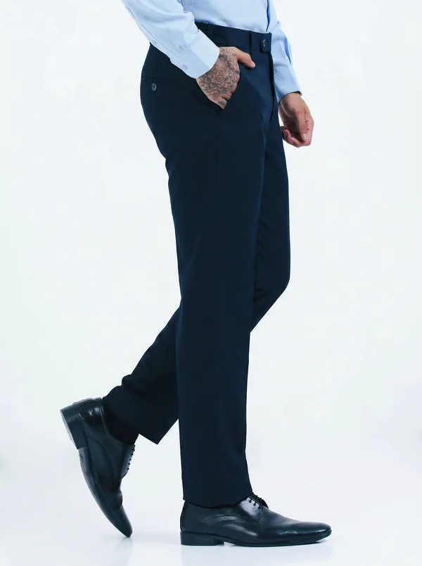 Dark_Blue_Expandable_Waist_Regular_Fit_4-Way_Lycra_Stretch_Formal_Trouser