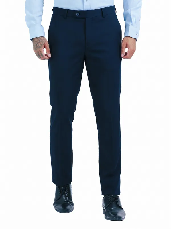 Dark_Blue_Expandable_Waist_Regular_Fit_4-Way_Lycra_Stretch_Formal_Trouser