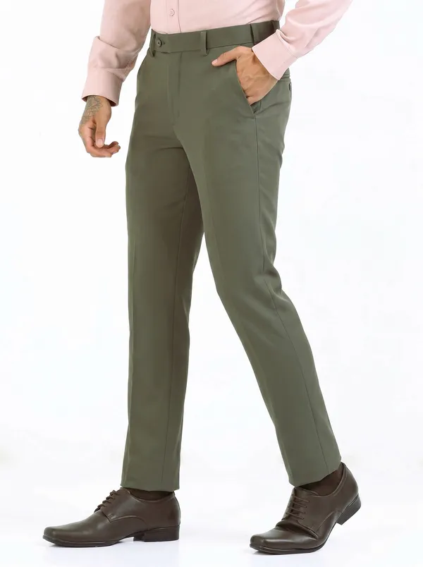 Olive_Green_Expandable_Waist_Regular_Fit_4-Way_Lycra_Stretch_Formal_Trouser