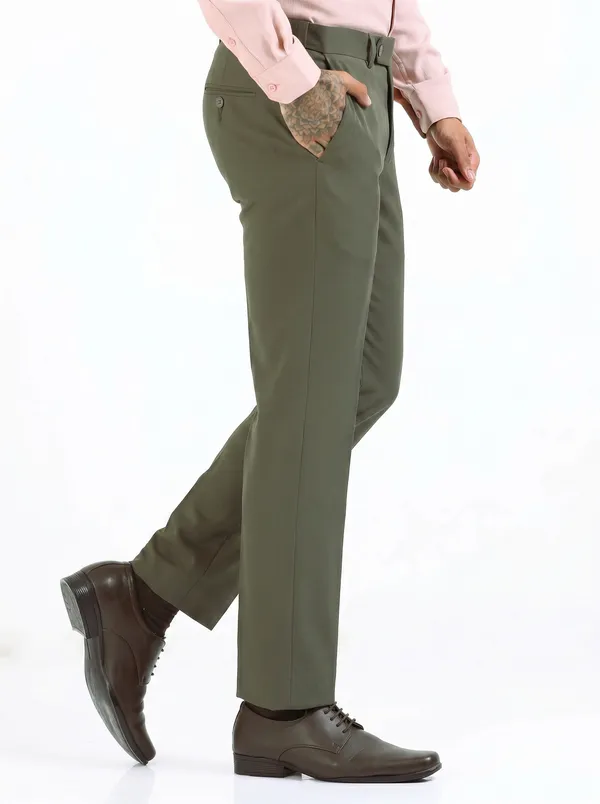 Olive_Green_Expandable_Waist_Regular_Fit_4-Way_Lycra_Stretch_Formal_Trouser
