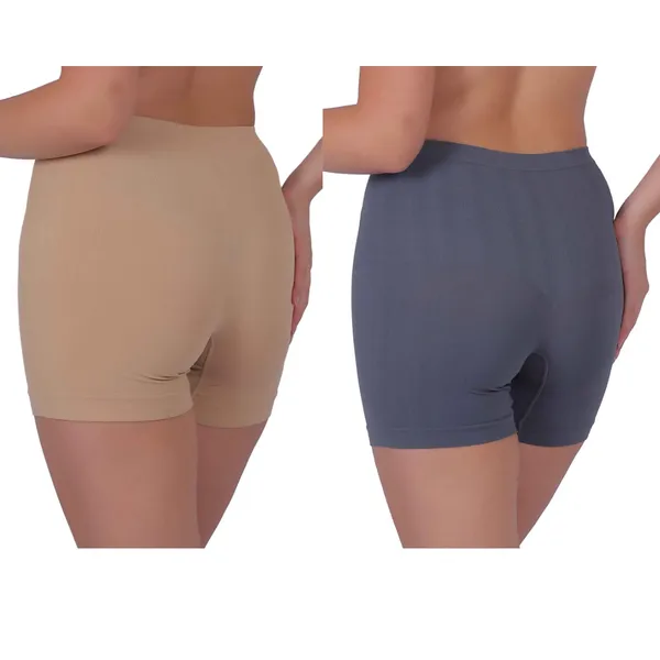 Pack_of_2:_Women's_Shaping_Tummy_Tucker_Boxer_Shapewear_(Beige_&_Grey)