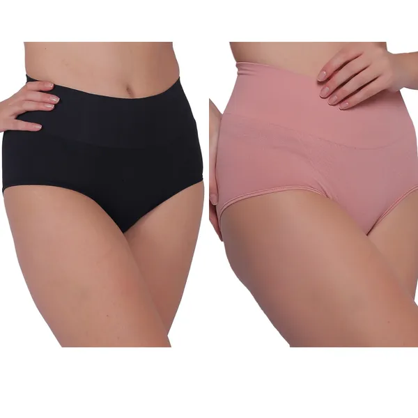 Pack_of_2:_Women's_PIA_Shaping_Tummy_Tucker_Boxer_Brief_Shorts,_Black_&_Peach