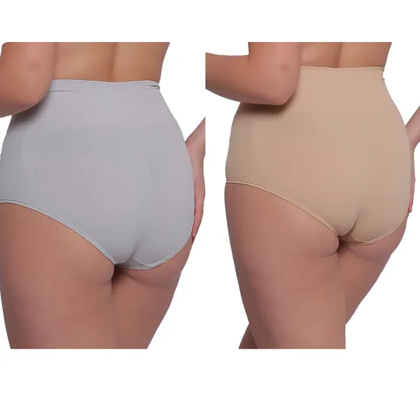 Pack_of_2:_Women's_PIA_Shaping_Tummy_Tucker_Boxer_Brief_Shorts,_Grey__&_Beige