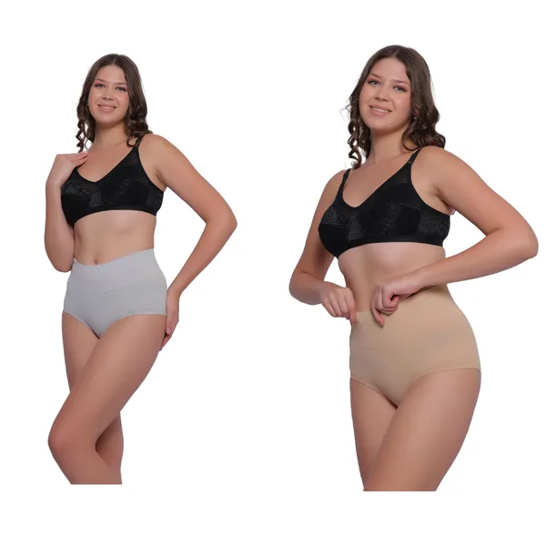 Pack_of_2:_Women's_PIA_Shaping_Tummy_Tucker_Boxer_Brief_Shorts,_Grey__&_Beige
