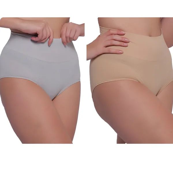 Pack_of_2:_Women's_PIA_Shaping_Tummy_Tucker_Boxer_Brief_Shorts,_Grey__&_Beige