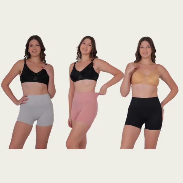 PIA_3-Pack:_Women's_Shaping_Boxers_(Peach,Grey,_Black)