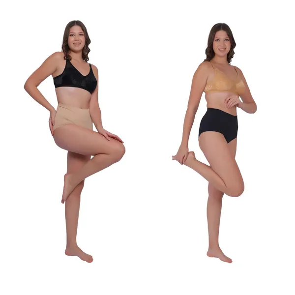 Pack_of_2:_Women's_PIA_Shaping_Tummy_Tucker_Boxer_Brief_Shorts,_Black_&_Beige