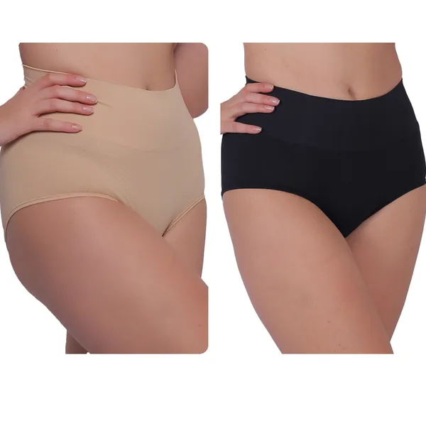 Pack_of_2:_Women's_PIA_Shaping_Tummy_Tucker_Boxer_Brief_Shorts,_Black_&_Beige