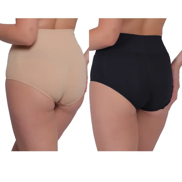 Pack_of_2:_Women's_PIA_Shaping_Tummy_Tucker_Boxer_Brief_Shorts,_Black_&_Beige