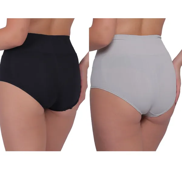 Pack_of_2:_Women's_PIA_Shaping_Tummy_Tucker_Boxer_Brief_Shorts,_Grey_&_Black