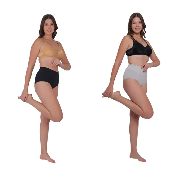 Pack_of_2:_Women's_PIA_Shaping_Tummy_Tucker_Boxer_Brief_Shorts,_Grey_&_Black