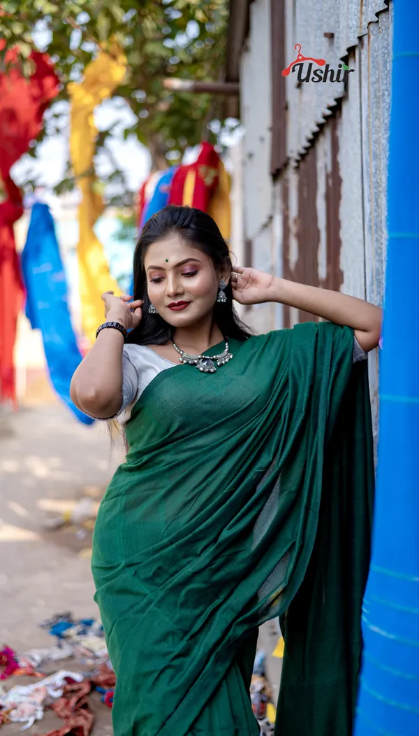 Bgreeny_Solid_Plain_Cotton_Handloom_One_Saree