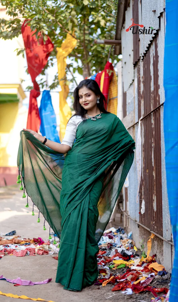 Bgreeny_Solid_Plain_Cotton_Handloom_One_Saree