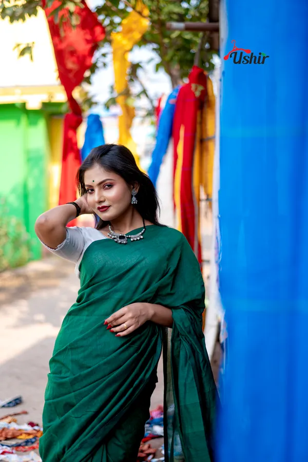 Bgreeny_Solid_Plain_Cotton_Handloom_One_Saree