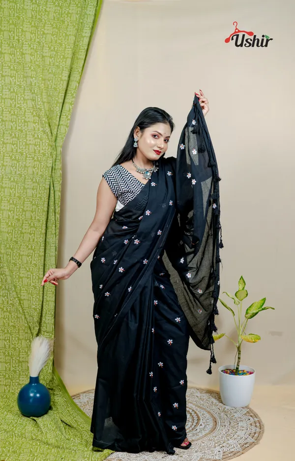 Blacky_Embroidery_Cotton_Saree