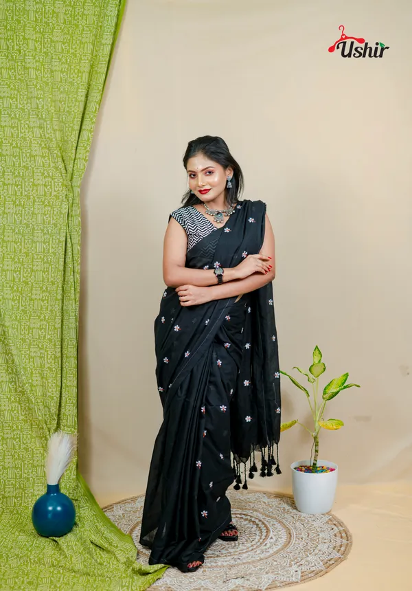 Blacky_Embroidery_Cotton_Saree