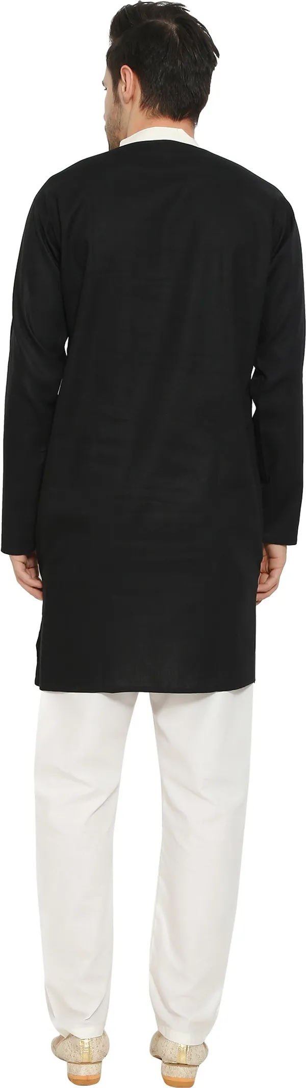 Black_&_White_Cotton_Blend_Round_Neck_Embroidered_Kurta_&_Pyjama_Set_For_Men
