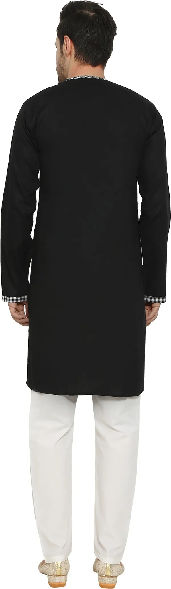 Black_&_White_Cotton_Blend_Round_Neck_Embroidered_Kurta_&_Pyjama_Set_For_Men