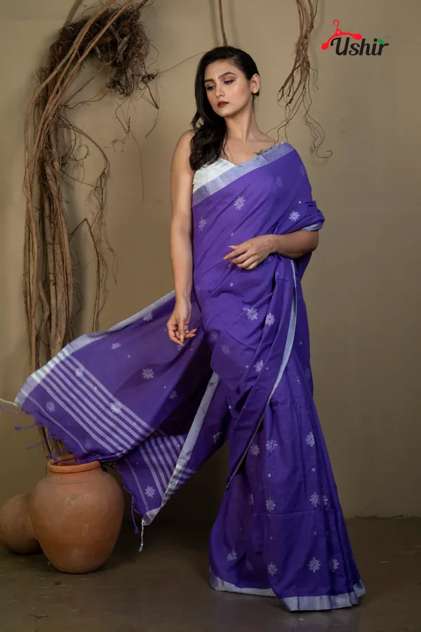 BLUE_Cotton_Handloom_Jhilmil_Saree