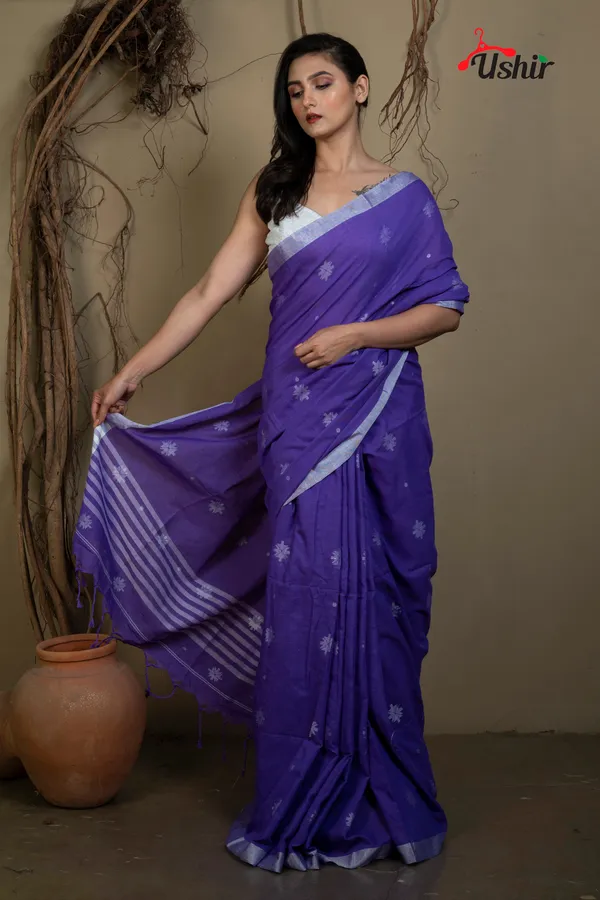BLUE_Cotton_Handloom_Jhilmil_Saree