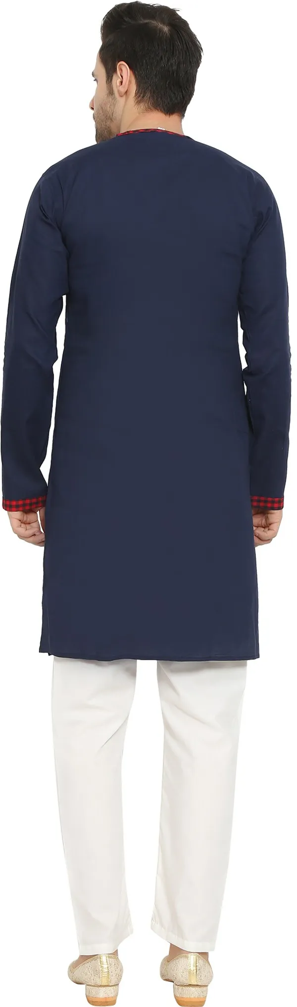 Blue_&_White_Cotton_Blend_Round_Neck_Embroidered_Kurta_&_Pyjama_Set_For_Men