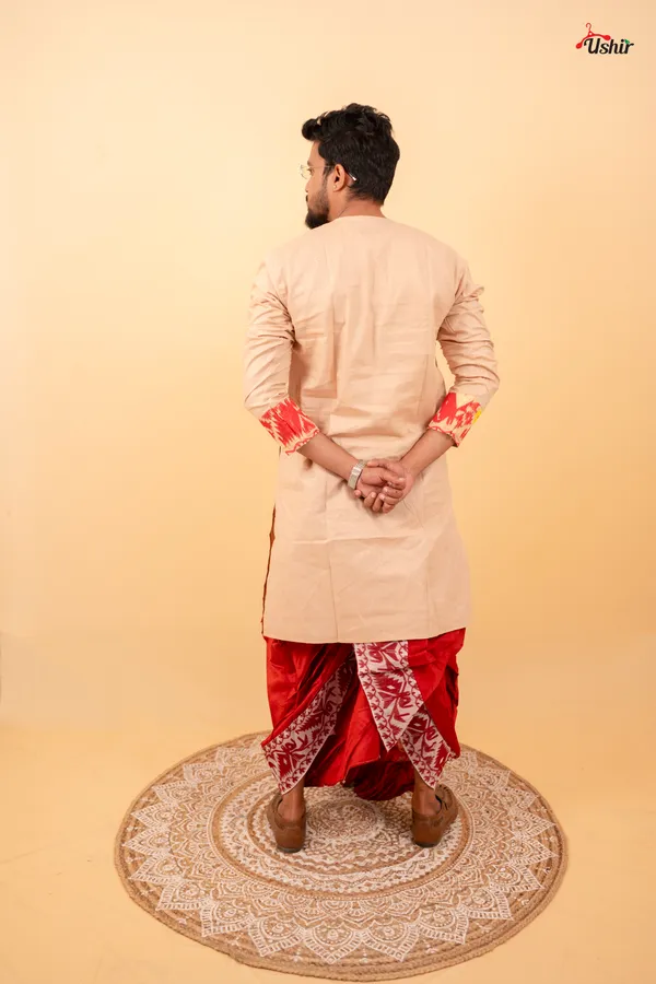 Beige_Cotton_Jamdani_Only_Kurta