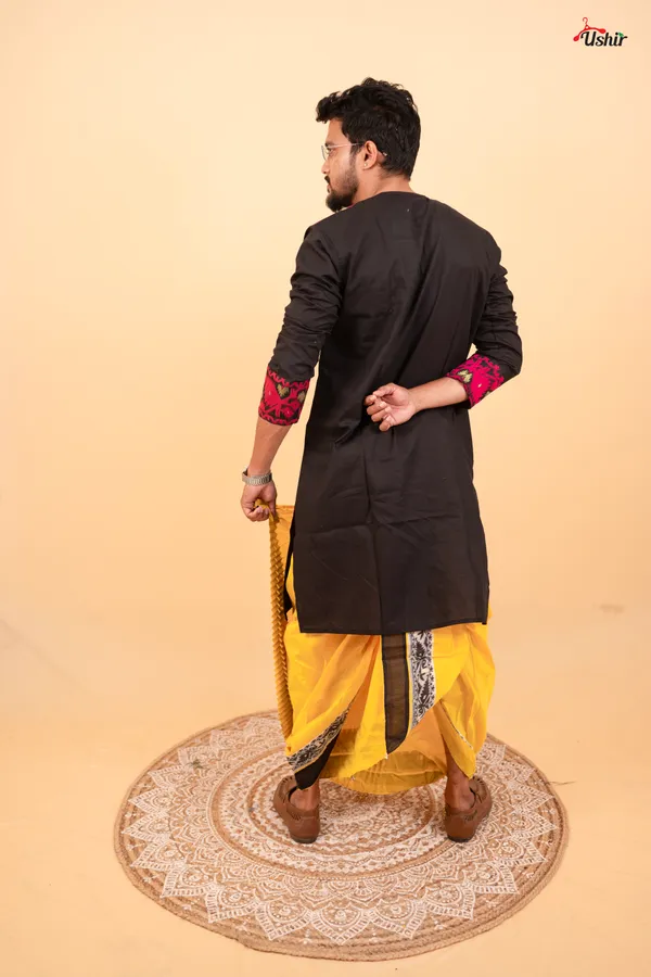 Black_&_Pink_Cotton_Jamdani_Only_Kurta