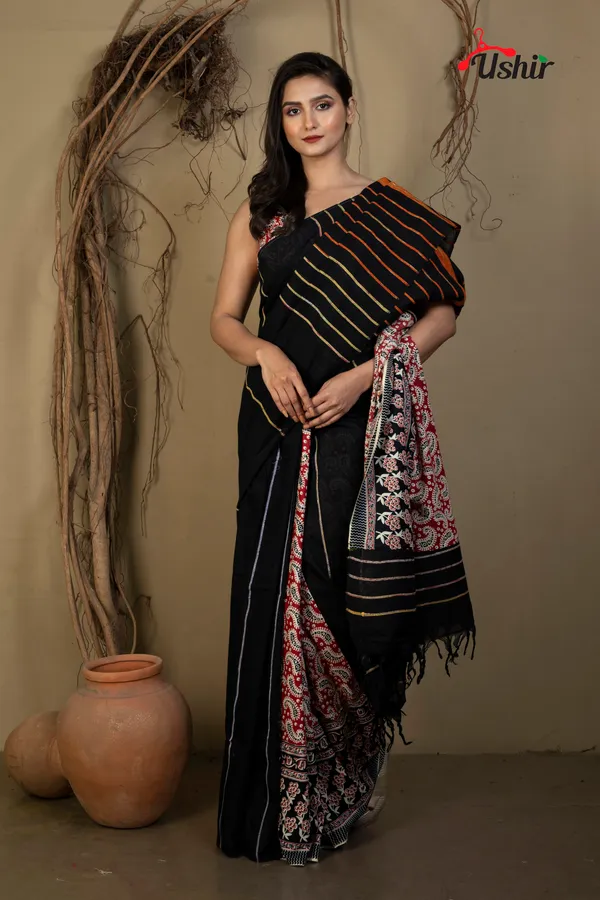 Blacky_Cotton_Printed_Saree