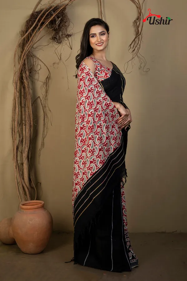 Blacky_Cotton_Printed_Saree