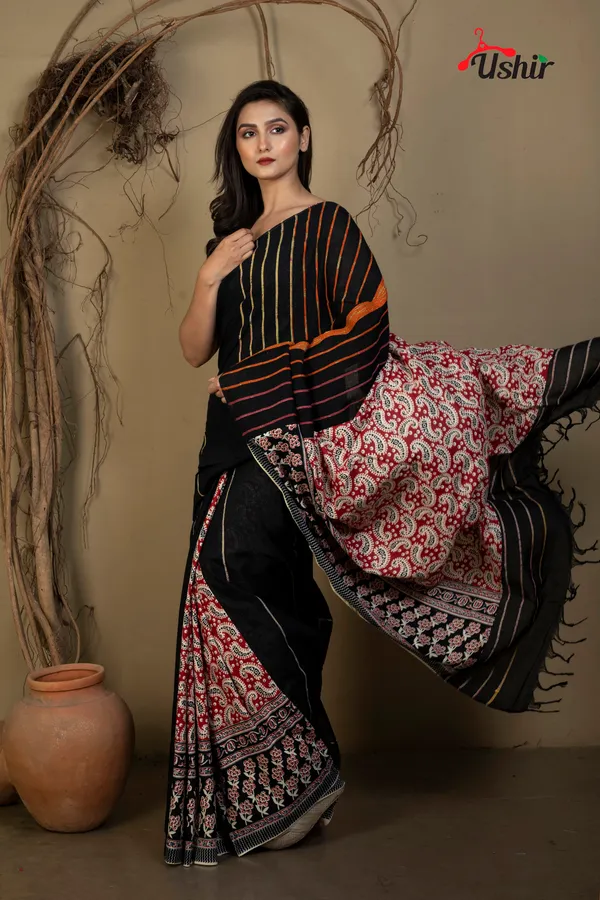 Blacky_Cotton_Printed_Saree