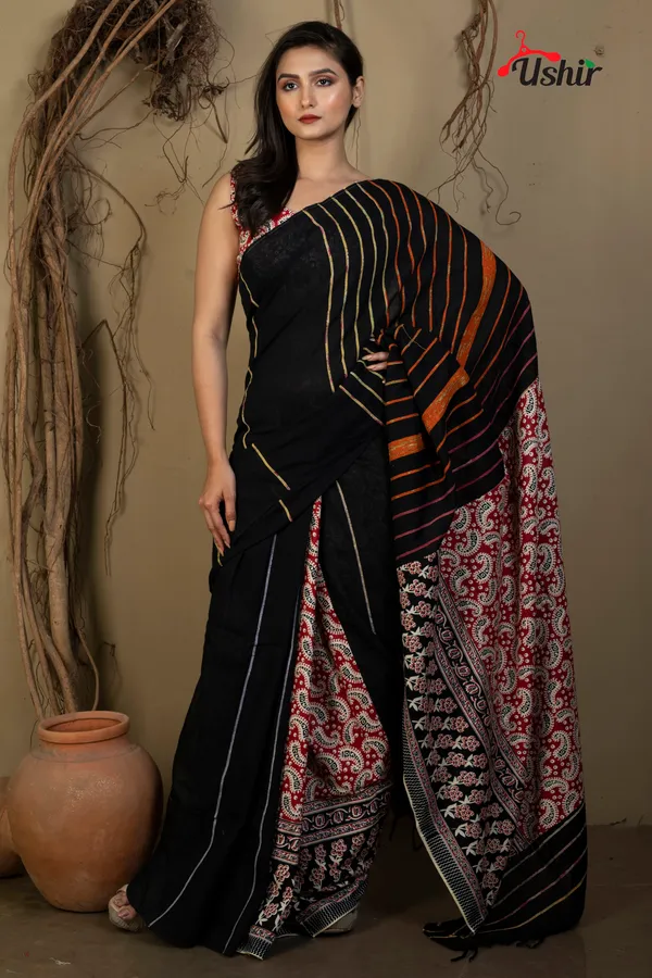 Blacky_Cotton_Printed_Saree