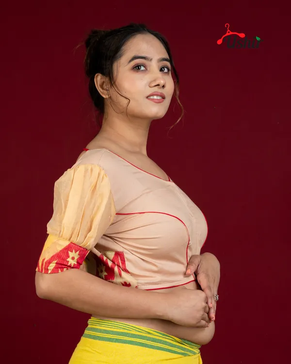 Desinger_jamdani_blouse_Beige