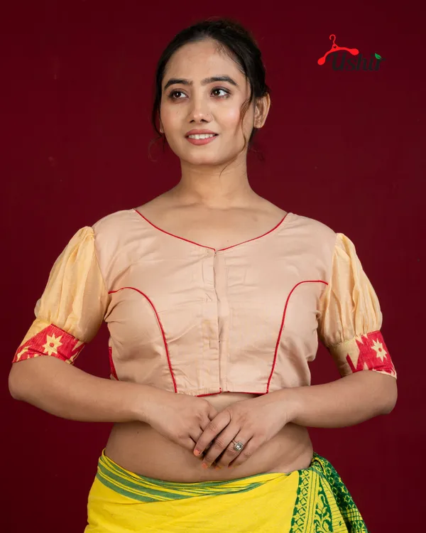 Desinger_jamdani_blouse_Beige