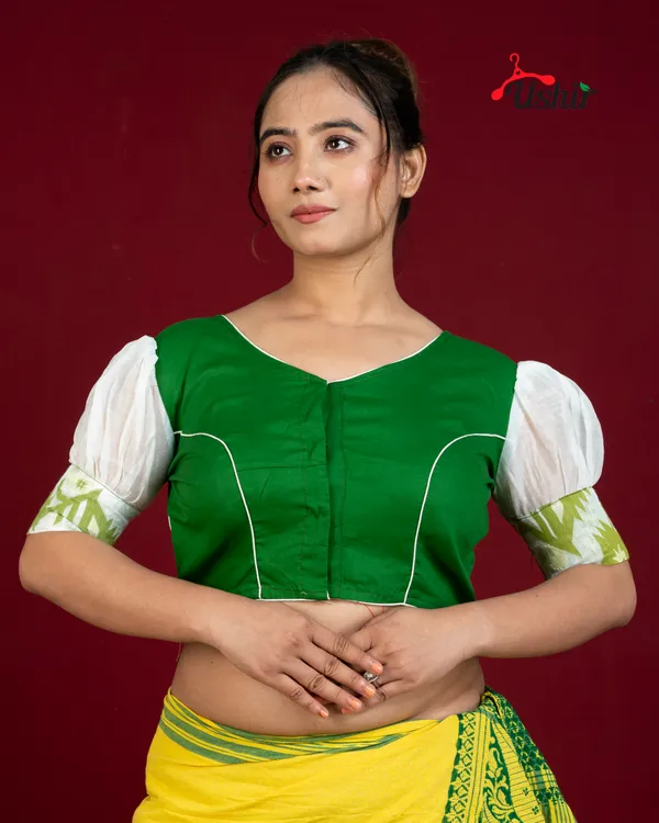 Desinger_jamdani_blouse_Bottle_green