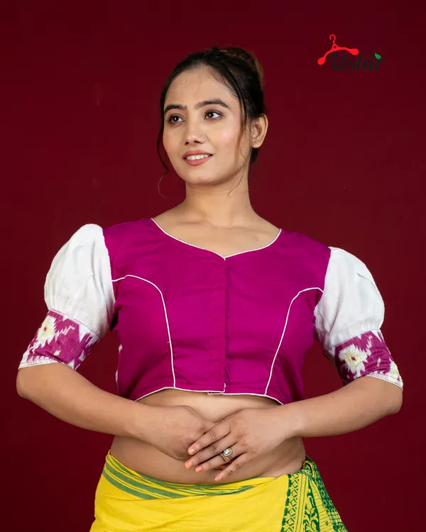 Combo_Of_Designer_jamdani_Blouse_(Pink_&_Beige)