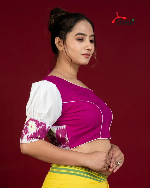 Combo_Of_Designer_jamdani_Blouse_(Pink_&_Beige)
