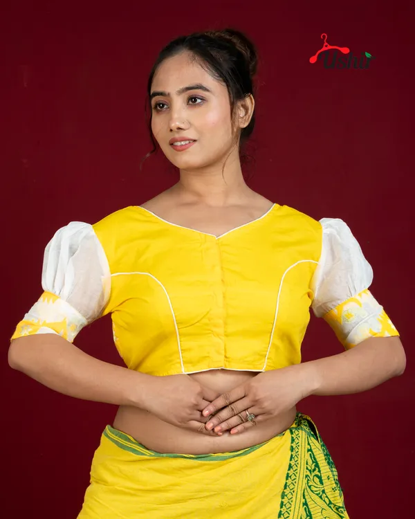 Desinger_jamdani_blouse_Yellow
