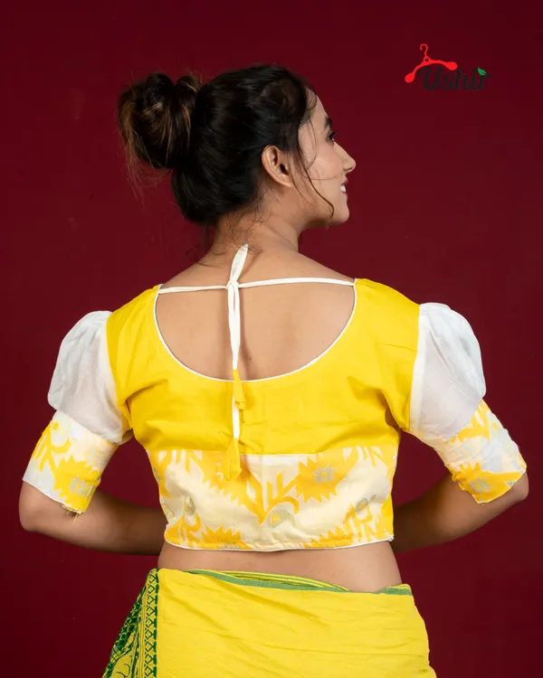 Desinger_jamdani_blouse_Yellow
