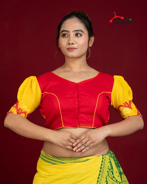 Desinger_jamdani_blouse_Red_&_Yellow