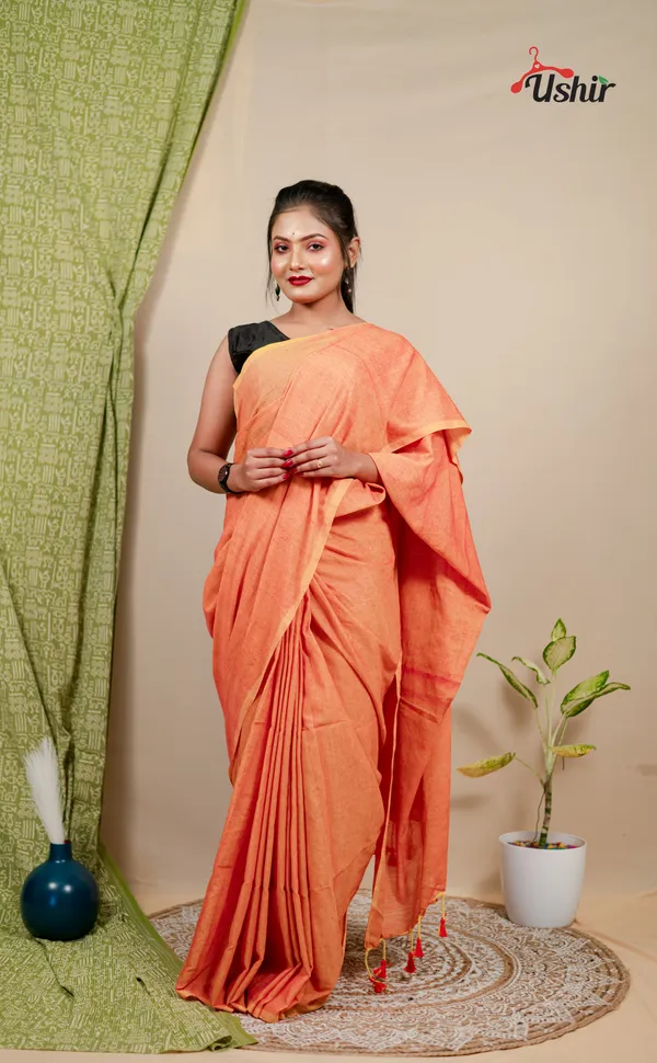 Komola_Solid_Plain_Cotton_Handloom_Saree